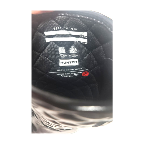 Hunter refined gloss quilt short black boots women's size 7 - Picture 8 of 15